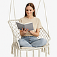 Підвісне квадратне крісло для саду + подушка WCG Плетена квадратна садова гойдалка із подушкою Білий, фото 8