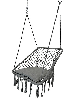 Підвісне квадратне крісло для веранди + подушка WCG Плетена квадратна садова гойдалка із подушкою Графітовий