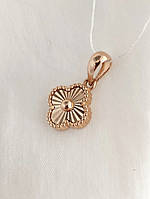 Золотий кулон конюшина з алмазною гранню