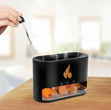 Ультразвуковий зволожувач повітря 9034 з ефектом вогню і з кристалами сольового каменю, чорний, фото 4