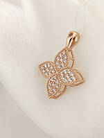 Золотий кулон конюшина з цирконієм