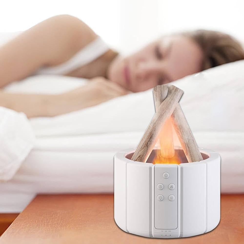 Ультразвуковий зволожувач повітря Bonfire Humidifier LY-651 "Вогнище" з ефектом полум'я + пульт, білий