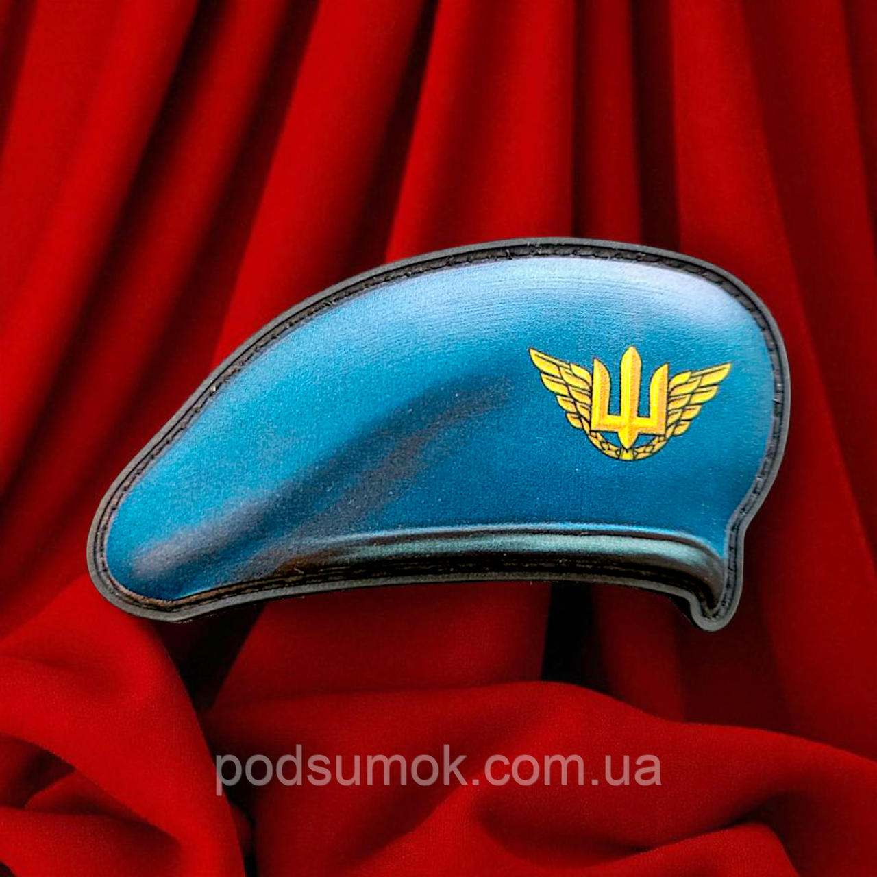 Шеврон ПВХ 3D БЕРЕТ ВІЙСЬКОВО ПОВІТРЯНІ СИЛИ УКРАЇНИ на липучці для велкро патч гумовий, фото 1