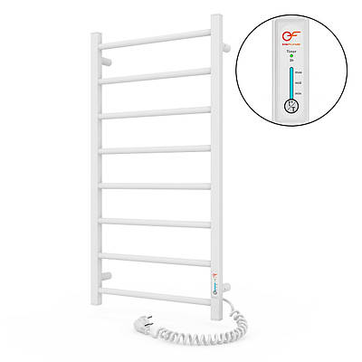 Електрична рушникосушка біла Flyme EF Alfa 800 R з терморегулятором і таймером (ліве підключення)