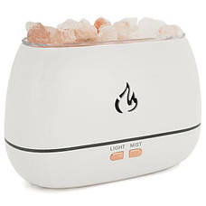 Ультразвуковий зволожувач повітря 252 з ефектом вогню і з кристалами сольового каменю, білий, фото 2