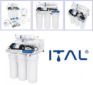 Фільтр зворотного осмосу ITAL RO5-75P п'ятиступенева система очищення, з помпою в комплекті (IT-RO5-75P)