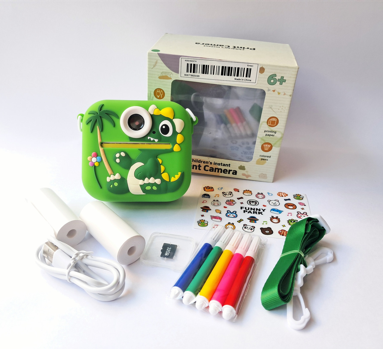 Дитячий фотоапарат з моментальним друком Dragon DR-1001 зелений, фото 1