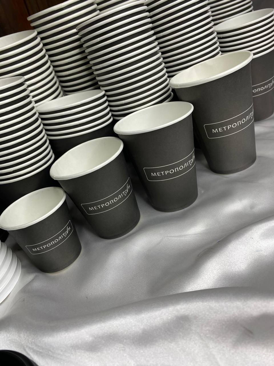 1000 шт. Стакани білі з логотипом, одношарові, 110 мл., фото 1