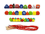 Шнурівка дерев'яна 74425 тварини букви цифри транспорт намистини, фото 3
