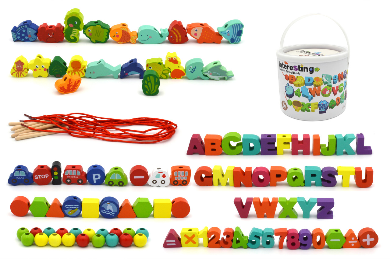 Шнурівка дерев'яна 74425 тварини букви цифри транспорт намистини, фото 1