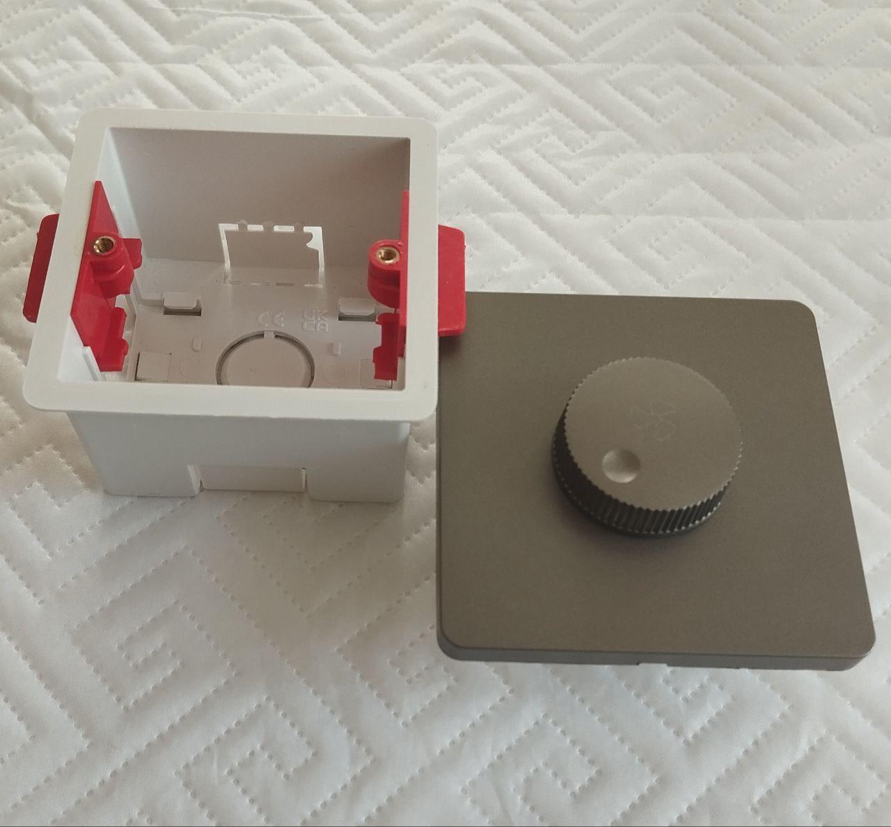 Димер вентилятора design сірий + коробка монтажна