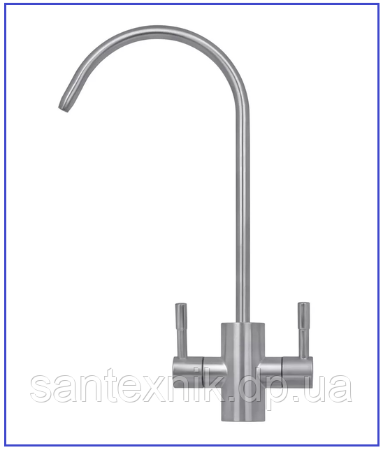 Кран подвійний для фільтрованої води ITAL "Модерн" сірий нержавіюча сталь FLT-D-SS, фото 1