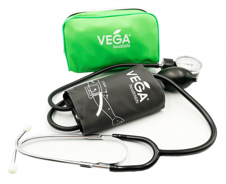 Механічний тонометр на плече Vega VM-210, з вбудованим стетоскопом, металевий манометр, манжета 22-32 см