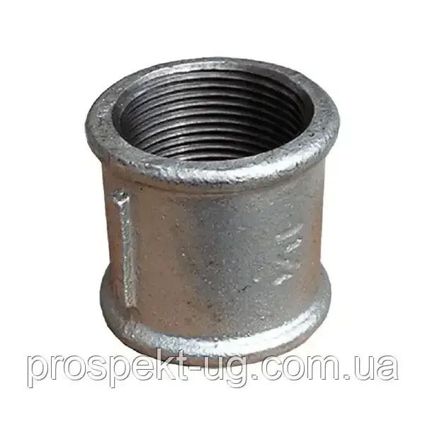 Муфта Ду65 (2 1/2") чавунна оцинкована різьбова, фото 1