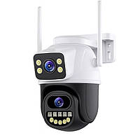 Уличная вайфай камера видеонаблюдения двойная ICSEE BESDER A33 8MP бело-черная