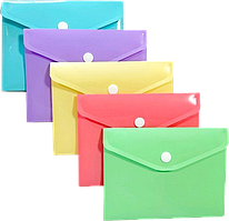 Папка-конверт на кнопці пластикова (А7, 180мкм, асортимент кольорів) Optima O31358