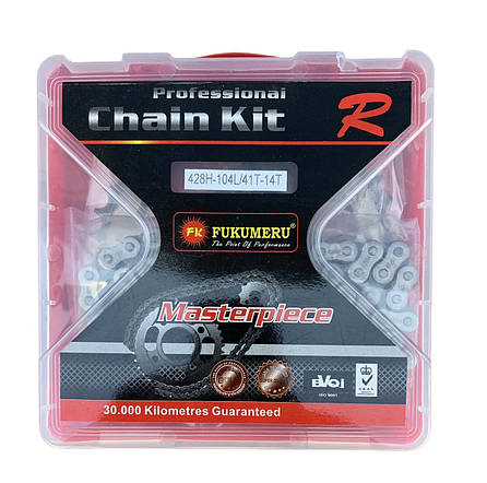 Набір зірок з ланцюгом 428H-104L / 41T-14T Дельта, Альфа (FUKUMERU), фото 2