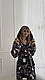 Жіночий теплий халат із поясом і котами графіт, фото 8