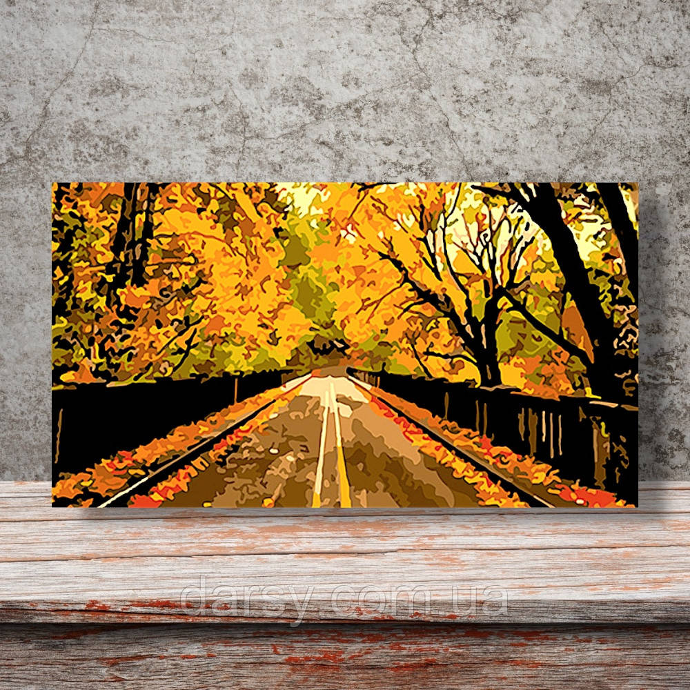 Набір для розпису по номерах Осіння дорога Strateg розміром 50х25 см (WW046), фото 1