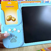 Картрідер Всезнайко WToys синій укр мова акум стилус 122 двосторонні картки 18 тем казки пісні цікаві факти 24*1,5*17см (94930), фото 7