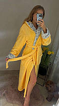 Теплий довгий жовтий махровий халат із поясом ТУРЦІЯ, фото 2