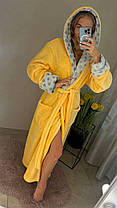 Теплий довгий жовтий махровий халат із поясом ТУРЦІЯ, фото 4