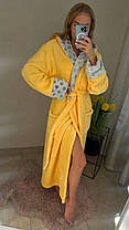 Теплий довгий жовтий махровий халат із поясом ТУРЦІЯ, фото 5