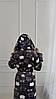 Жіночий теплий халат із поясом і котами графіт, фото 6