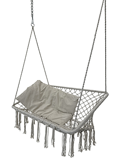 Підвісна двомісна плетена гойдалка прямокутна із подушкою 120 см WCG Плетене підвісне крісло Білий