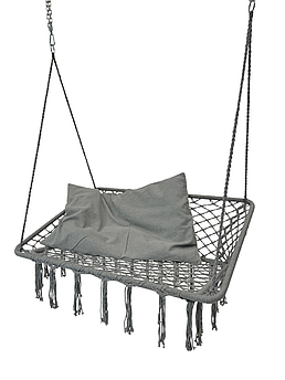 Плетене двомісне підвісне крісло садове із подушкою ширина 120 см WCG підвісна гойдалка садова Графітовий