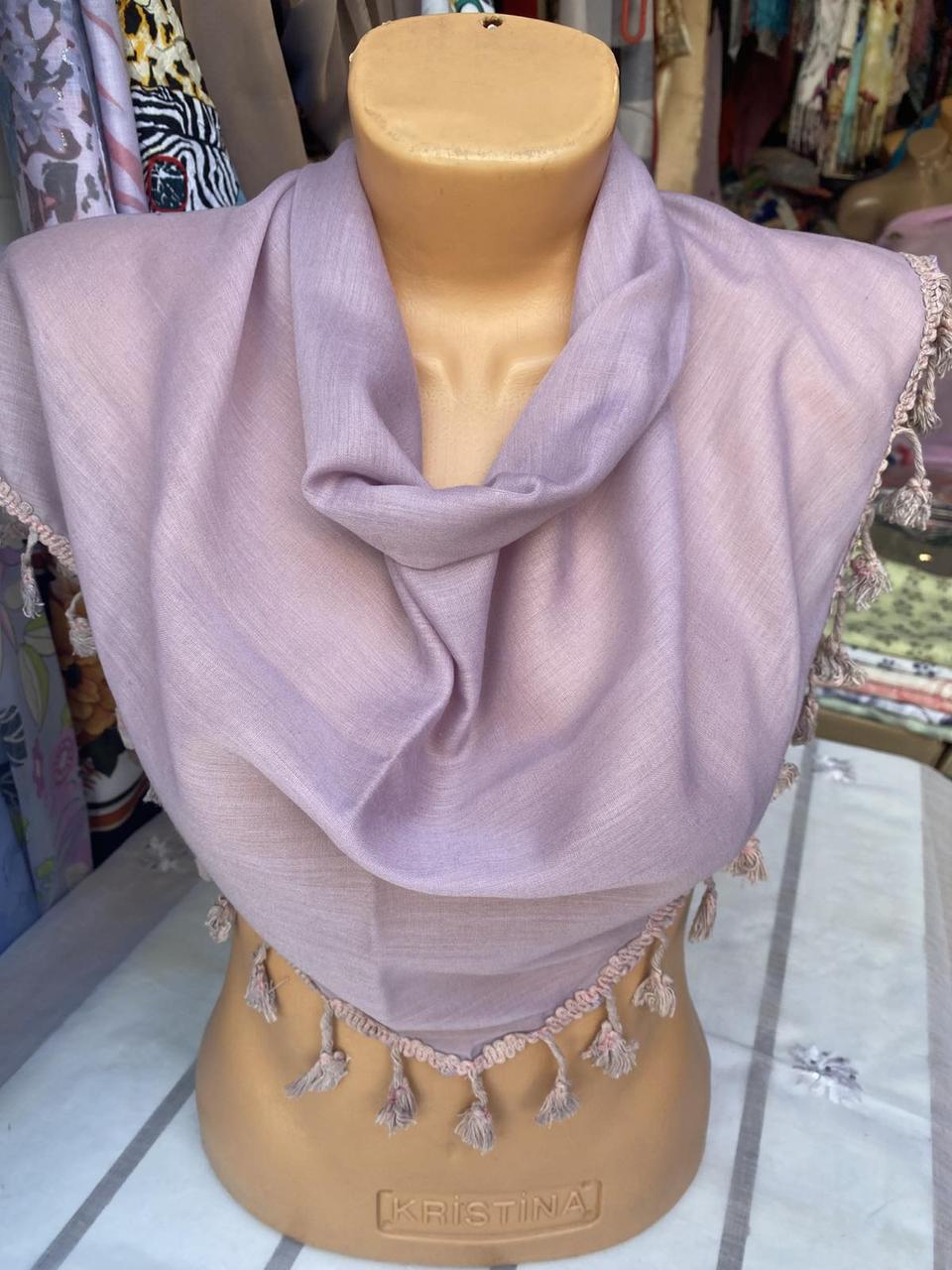 Косинка жіноча однотонна з китицями 160/90/50 см колір мікс 5 шт., фото 1