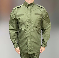 Тактический китель ВСУ летний XL, олива прочный, легкий, воздухопроницаемый, с 4 карманами, молнией и воротником-стойкой