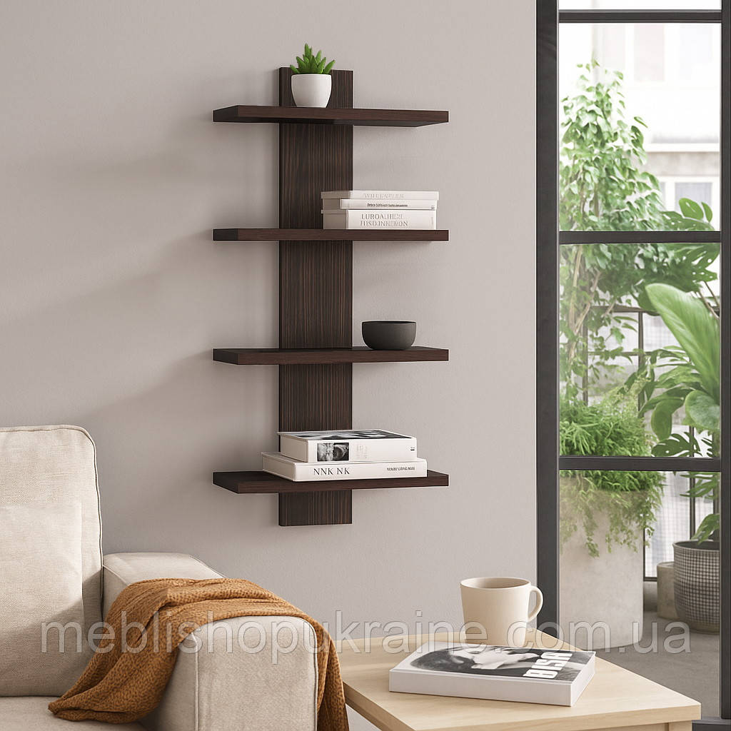 Настінна полиця на 4 яруси. Шир 35 см., фото 1