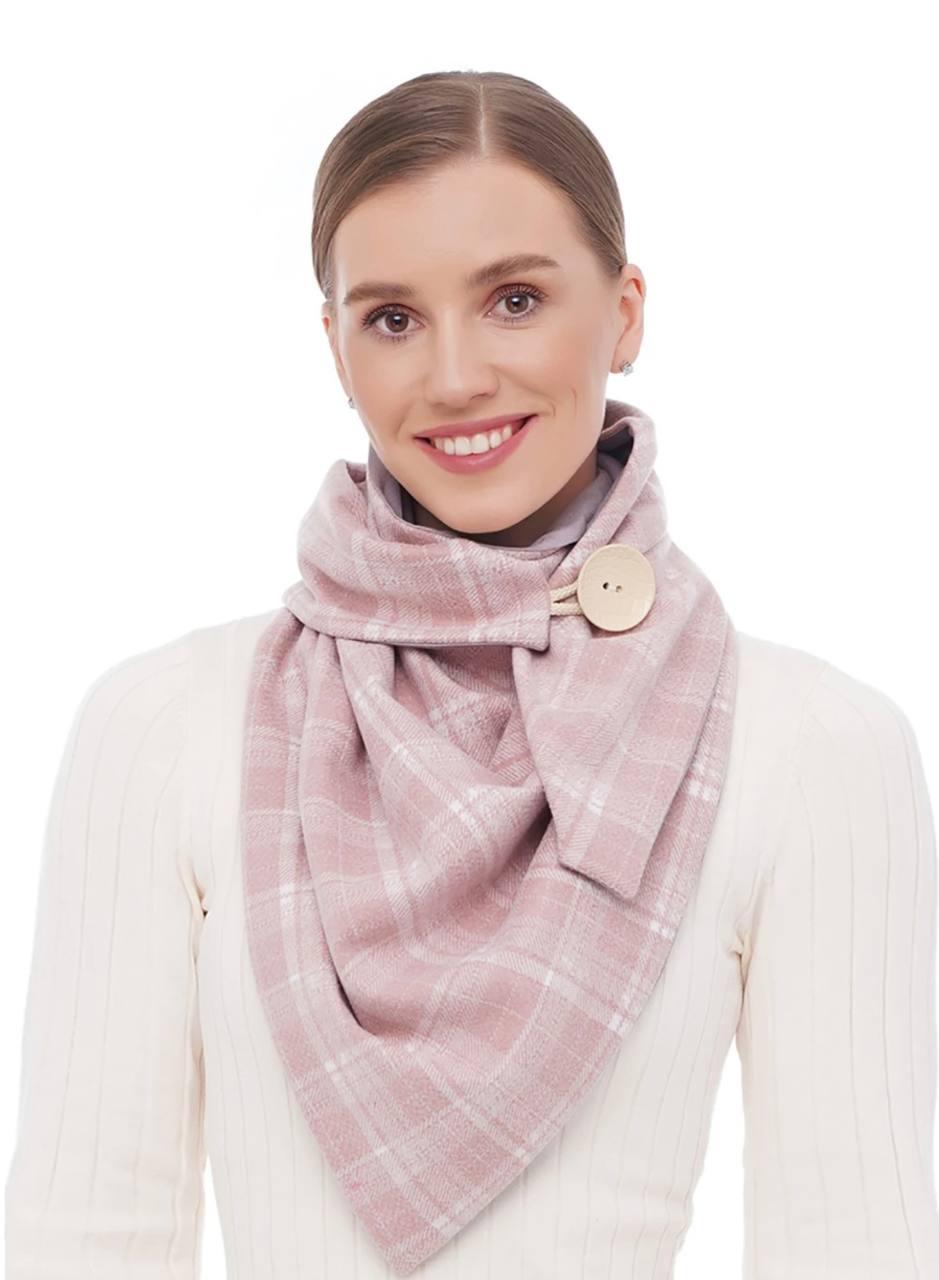 Шарф-бактус теплий вовняний рожевий "Единбург", жіночий шарф, великий жіночий, снуд, рожевий шарф, фото 1