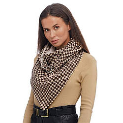 Шарф жіночий "Единбург" великий MyScarf теплий one size коричневий із принтом гусяча лапка