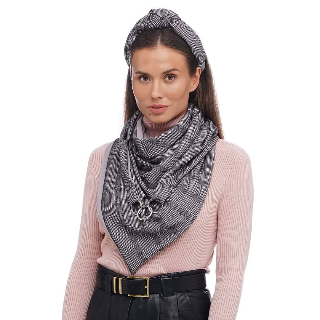 Теплий шарф MY Scarf 2-сторонній, карта, друга сторона світло-сірий, фото 1