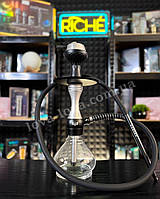 Кальян на 1 трубку высотой 42 см с силиконовой трубкой, чашей и металлическим калаудом Серебристый