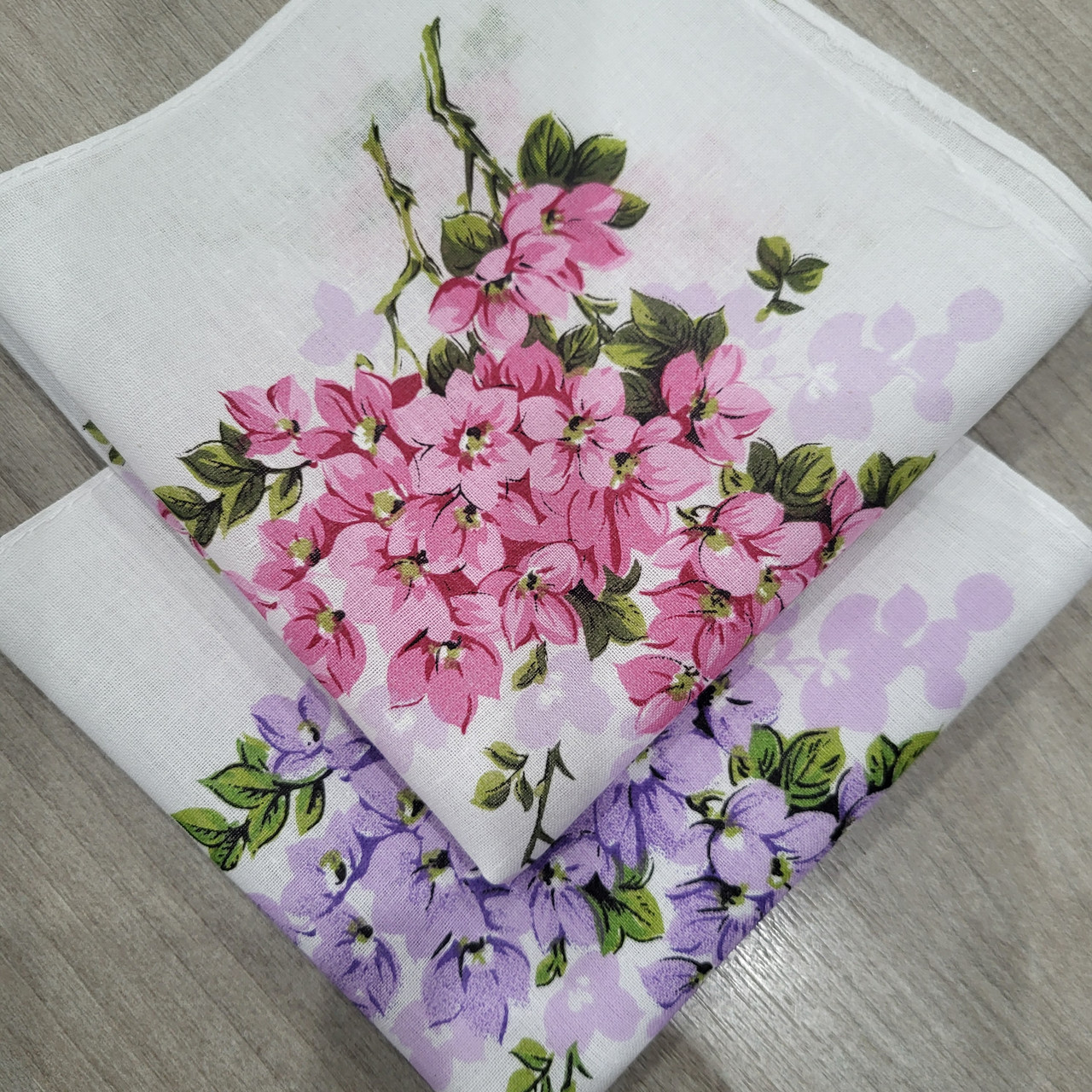 Хустка носова жіноча 30*30 100% cotton принт бузок, фото 1