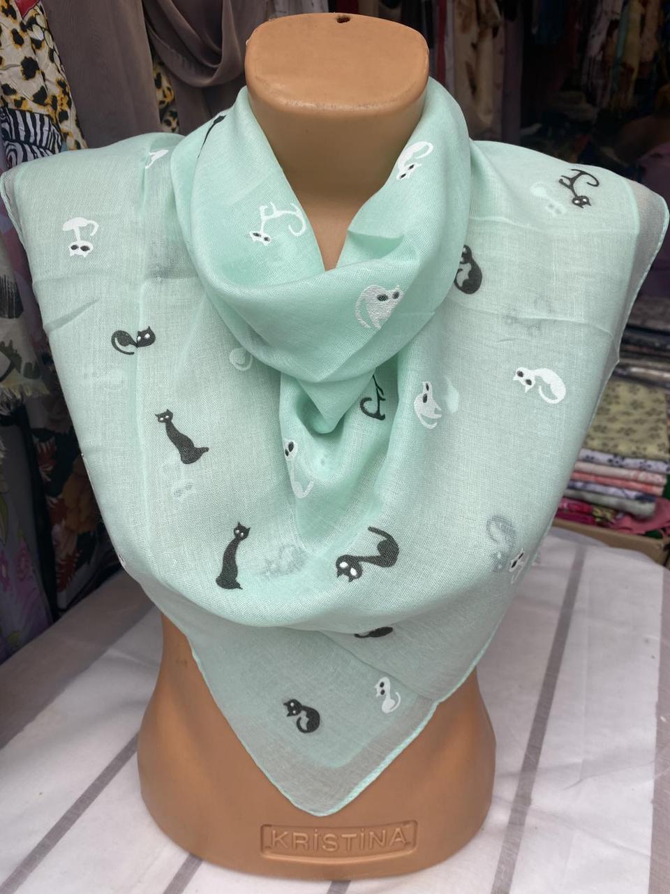 Хустка жіноча котика котон 70/70 см колір мікс 5 шт., фото 1