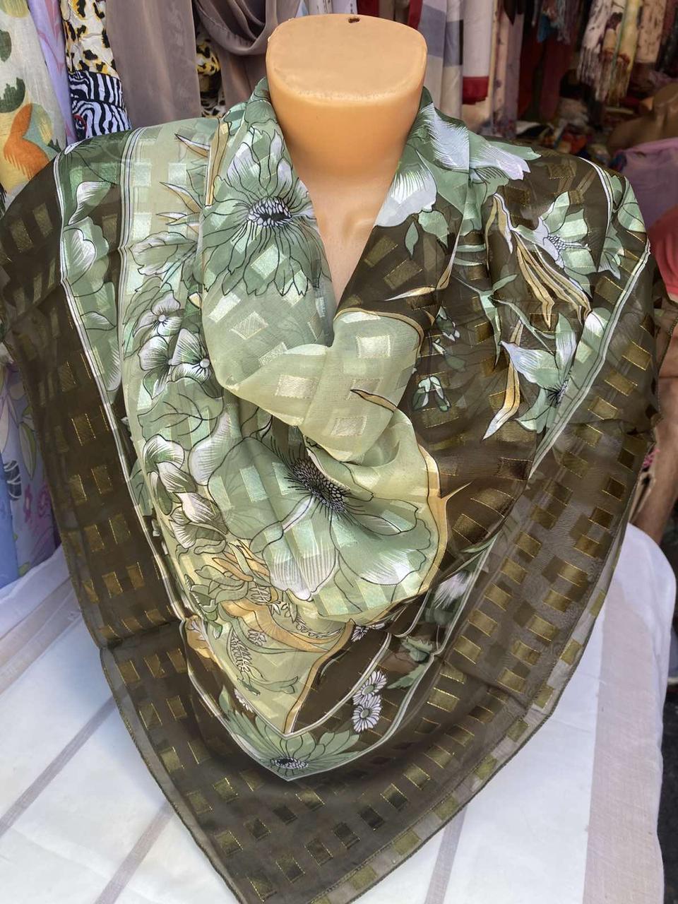 Хустка жіночий шифон із люрексом 100/100 см колір мікс 5 шт., фото 1