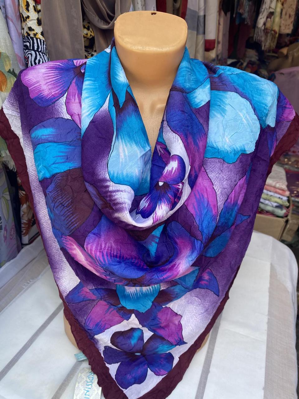 Жіноча хустка розмір 90/90 см поліестер 5 шт. різний колір і принт, фото 1