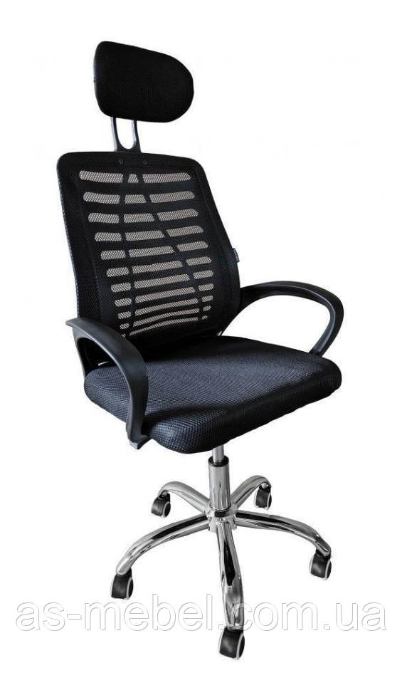 Стілець офісний з підголоником колір чорний, фото 1