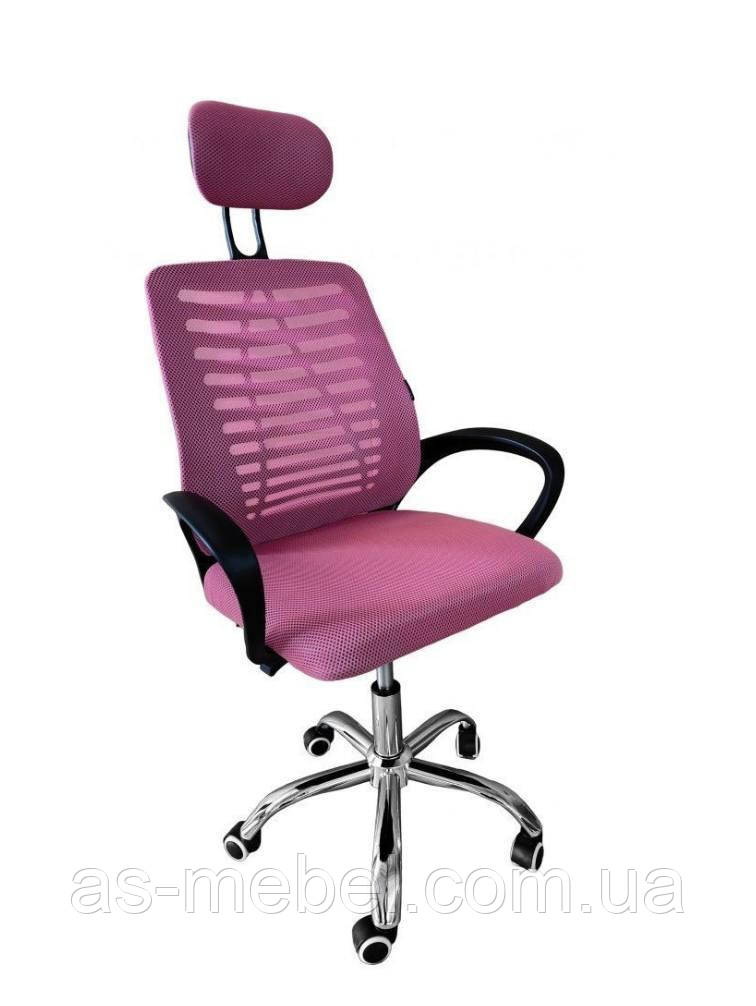 Стілець офісний з підголоником колір темно рожевий, фото 1