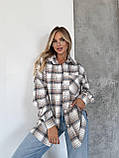 Жіноча вільна сорочка з фланелі бежева карта, фото 5