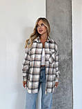 Жіноча вільна сорочка з фланелі бежева карта, фото 3