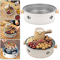 Гриль для барбекю бездимний з решіткою 32×32×11,5 см портативна вугільна піч для кемпінгу та саду