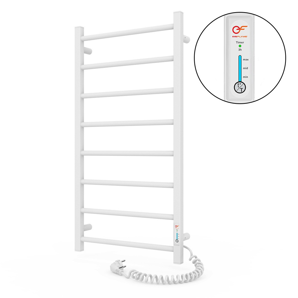 Електрична рушникосушка Flyme EF Alfa 800 R (терморегулятор + таймер) колір білий / права, фото 1