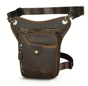 Дорожня поясна сумка із натуральної шкіри Crazy Horse Coffee | мото сумочка через плече