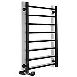 Електрична рушникосушка Flyme EF Alfa 800 L (терморегулятор + таймер) колір чорний / ліва, фото 2