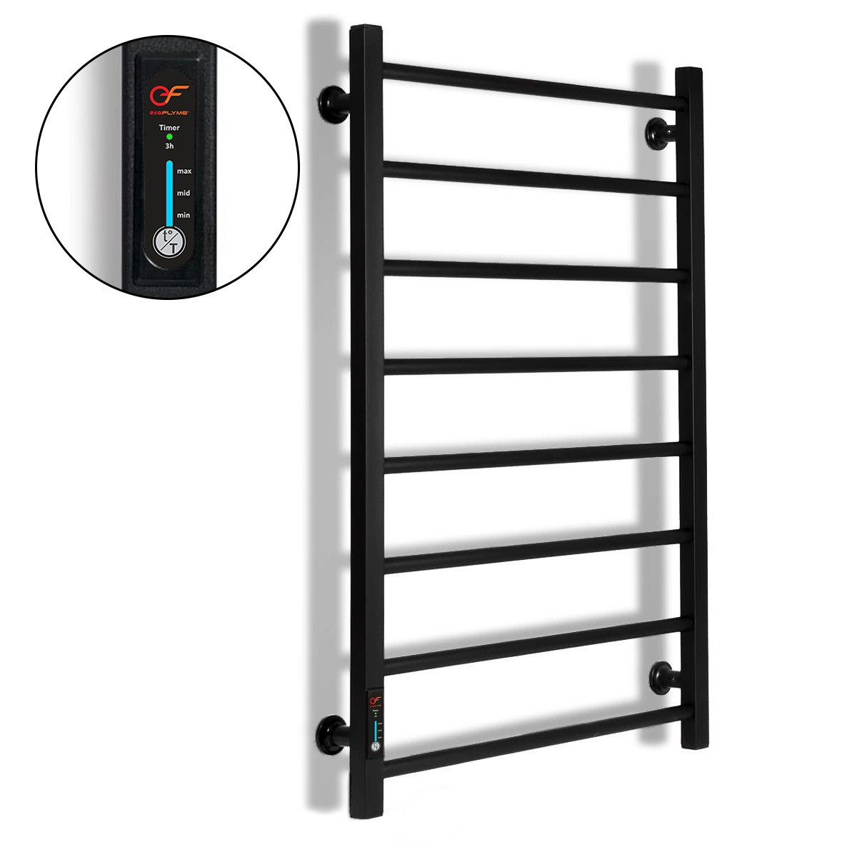 Рушникосушка електрична Flyme White EF 800L (терморегулятор, таймер) ліве підключення, фото 1